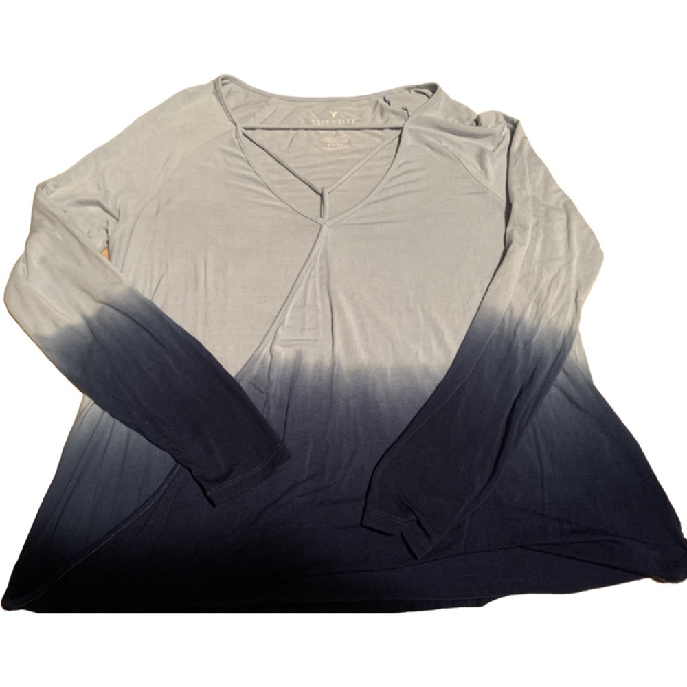 American Eagle Soft & Sexy light blue/ dark blue long sleeve shirt size small